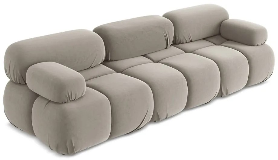 Canapea modulară bej cu tapițerie din catifea 285 cm Lokua – Makamii