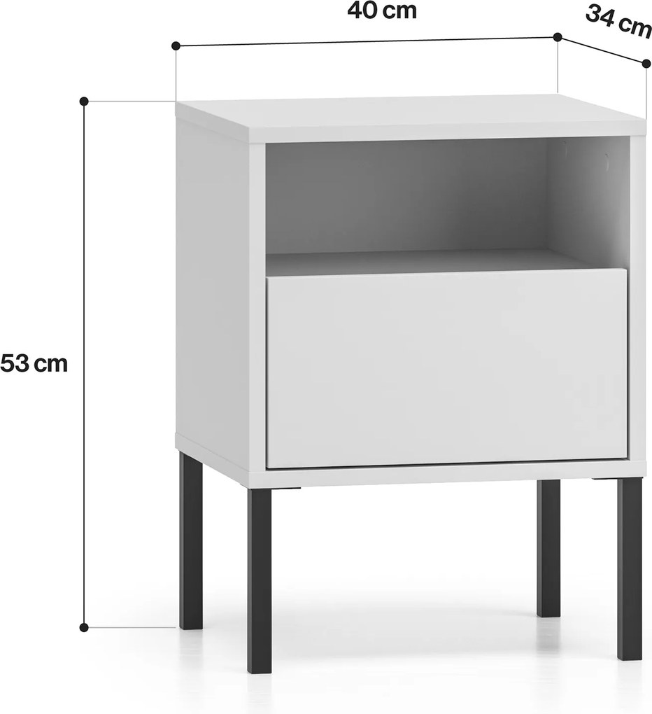 Noptieră cu sertar Harmona 40 cm - cașmir