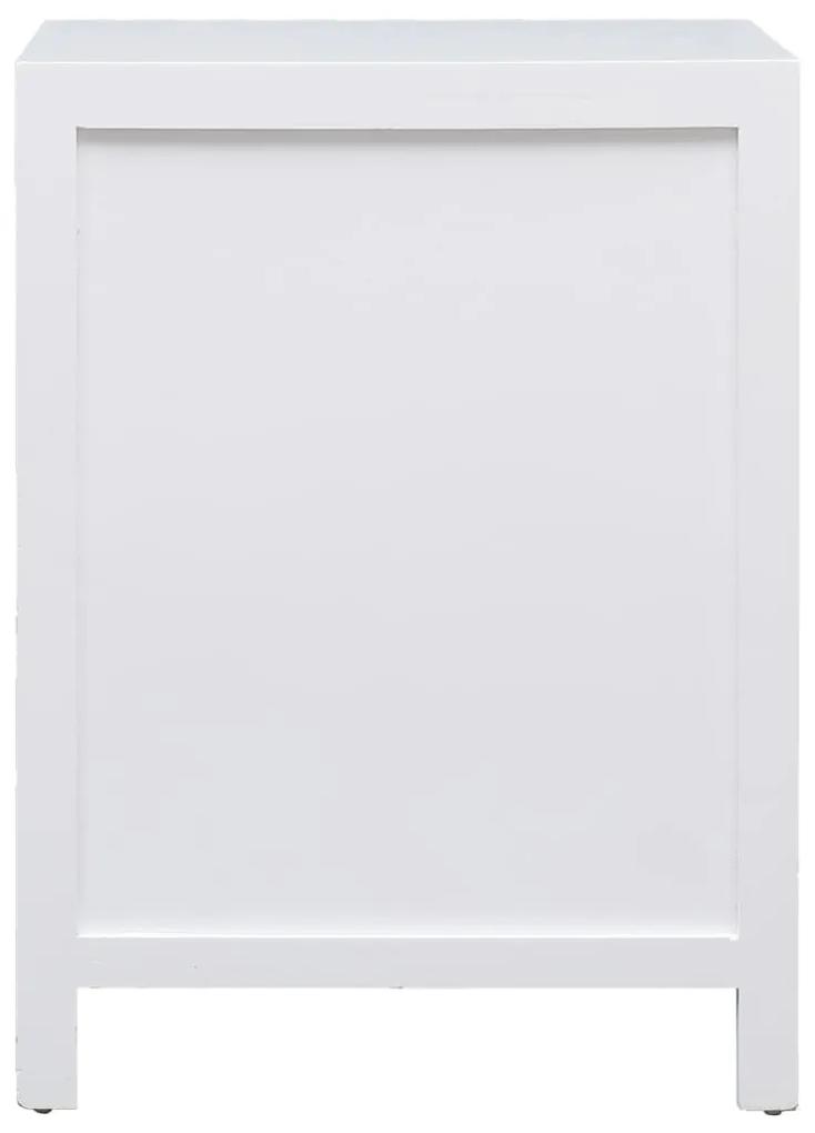 Noptiera, alb, 38 x 28 x 52 cm, lemn de paulownia 1, Alb