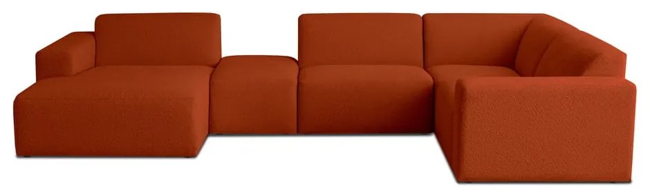 Colțar cărămiziu cu tapițerie din stofă bouclé (în formă de "U") Roxy – Scandic