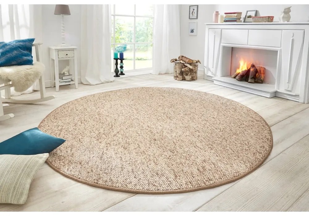 Covor maro deschis rotund ø 200 cm Wolly – BT Carpet