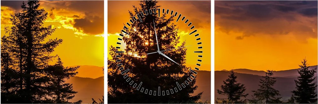 Tablou - coniferi (cu ceas) (90x30 cm)