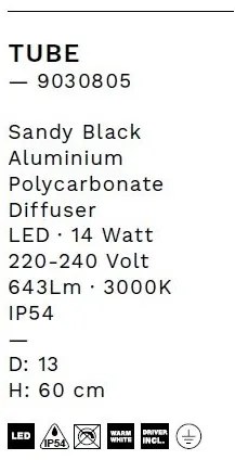 Stalp LED iluminat exterior modern IP54 TUBE H-60cm