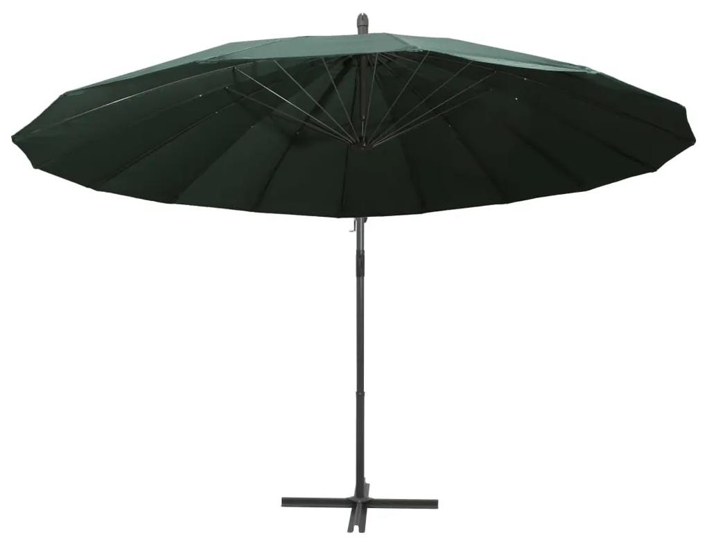 Umbrela de soare suspendata, verde, 3 m, stalp de aluminiu Verde