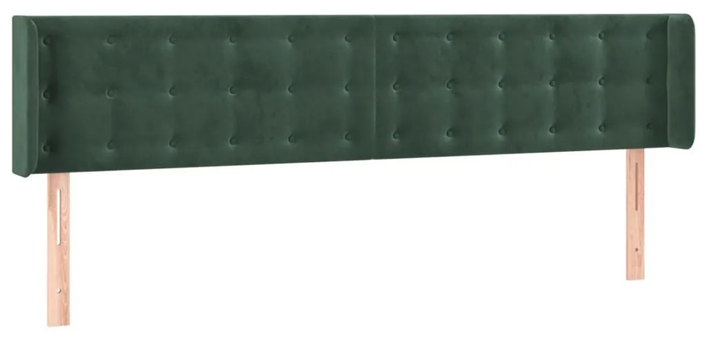 3119271 vidaXL Tăblie de pat cu aripioare verde închis 203x16x78/88 cm catifea