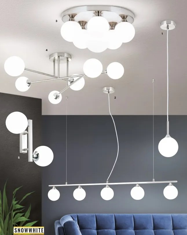 Lustra aplicata design modern SNOWWHITE 6L crom satin