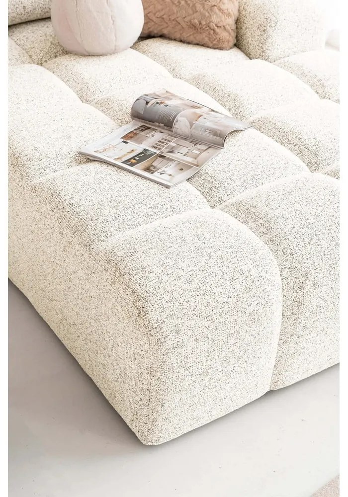 Colțar modular crem extensibil/cu spațiu de depozitare (cu colț pe partea dreaptă) Lulu – Miuform