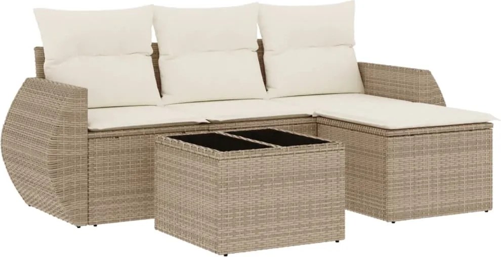 vidaXL Set canapele de grădină cu perne, 5 piese, bej, poliratan