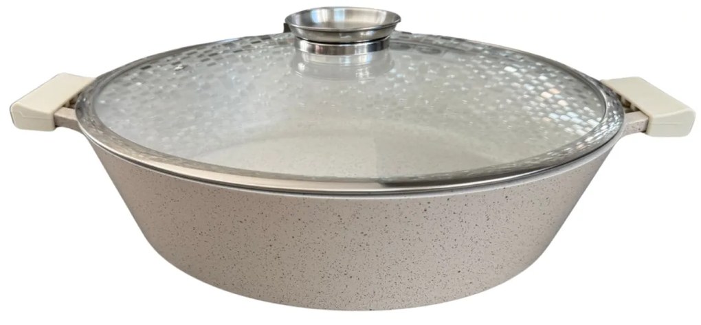 Cratita marmorata cu capac 40 CM RL-MR40ML Royalty Line - crem
