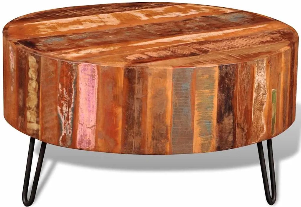 vidaXL Măsuță de cafea, lemn masiv reciclat, rotund