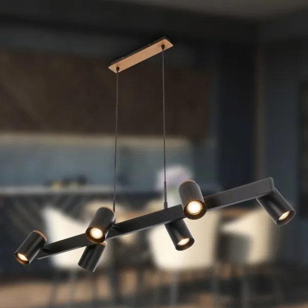 Briloner 4059065 - Lustră pe cablu ERA 6xGU10/10W/230V negru