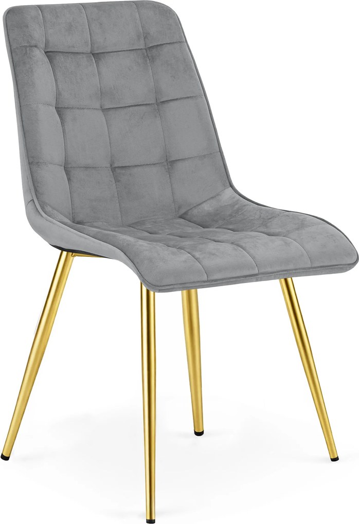Scaun de dining SPLIT VELVET cu picioare aurii, gri deschis