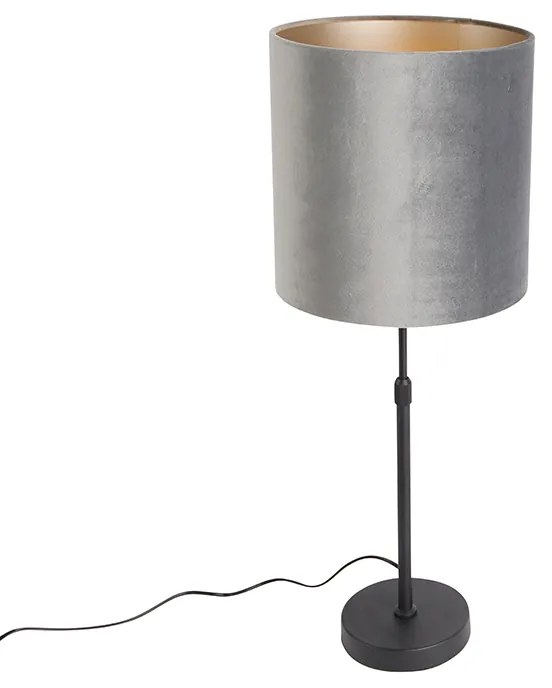 Lampă de masă modernă cu abajur din stofă neagră gri 25 cm reglabilă - Parte