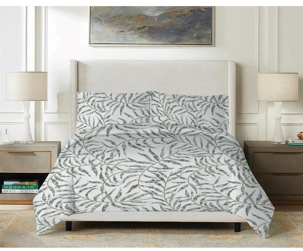 Lenjerie de pat Matex Satin Frunze tropicale , 140 x 200 cm, 70 x 90 cm