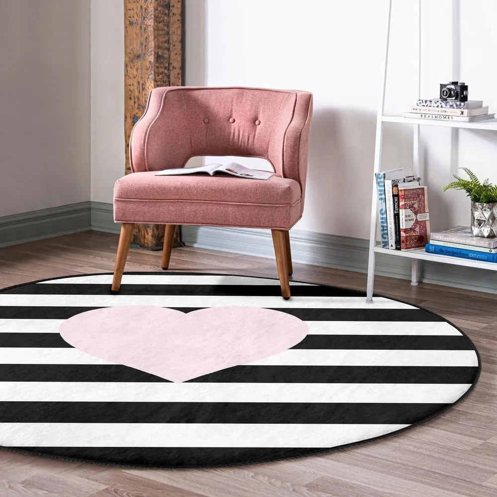 Covor rotund pentru copii negru-alb ø 80 cm Comfort – Mila Home