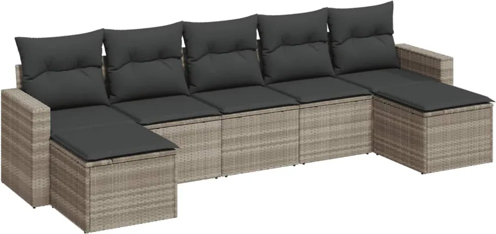 vidaXL Set canapele de grădină cu perne, 7piese gri deschis poliratan