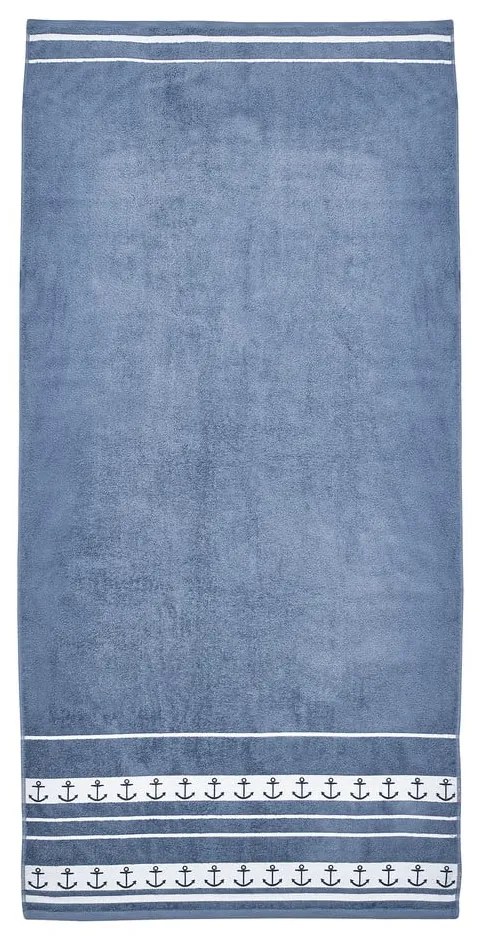 Prosop de plajă albastru din bumbac 90x180 cm Anchors – Catherine Lansfield