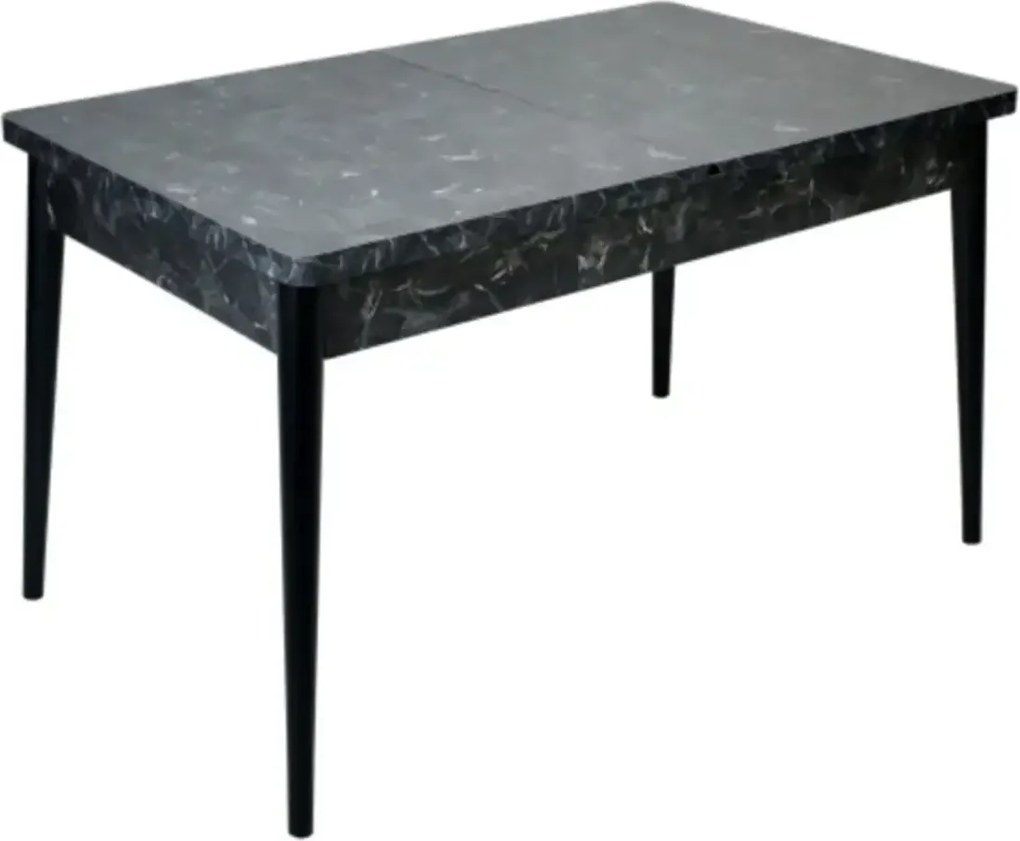 Set masa extensibila negru marmorat cu 6 scaune tapitate Beluga culoare turcoaz