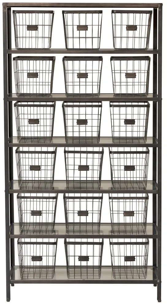 Etajera din metal cu 18 cosuri, stil industrial, "Factory"