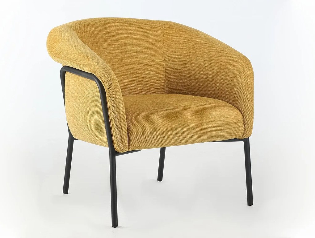 Fotoliu de design CLOVER BREGO, culoare mustar