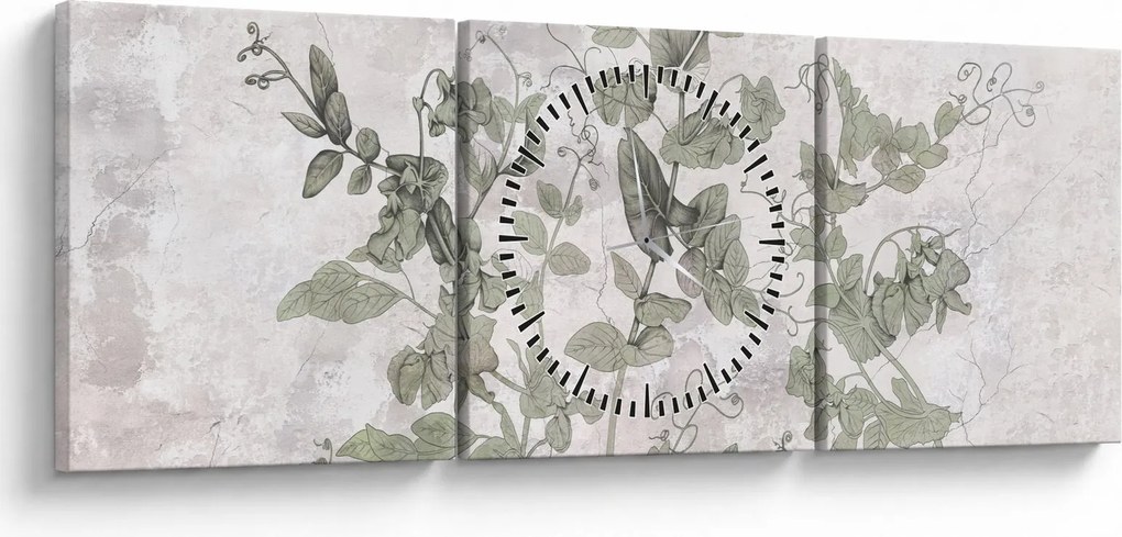 Tablou - Plante in ipsos (cu ceas) (90x30 cm)