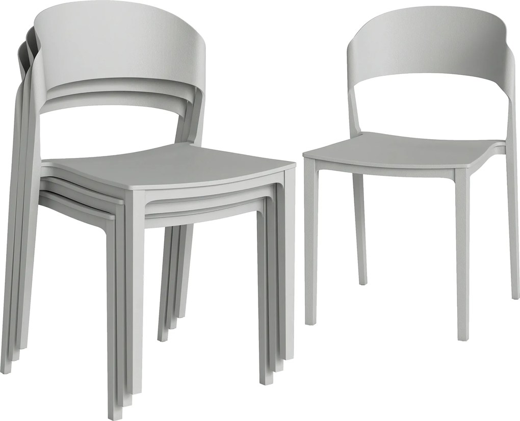 Outsunny Set 4 Scaune Grădină Outsunny, Stivuibile, Structură pp Potrivite pentru Toate Sezoanele | Aosom Romania