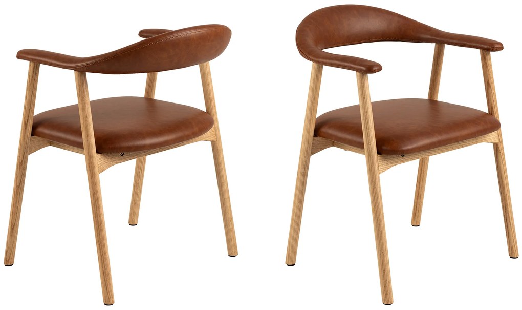 MAZZONI EXPORT ADELE piele ecologica Retro Brandy 691B/cadru Stejar Natural - SCAUN DIN LEMN PENTRU SALON SUFRAGERIE BUCĂTĂRIE RETRO