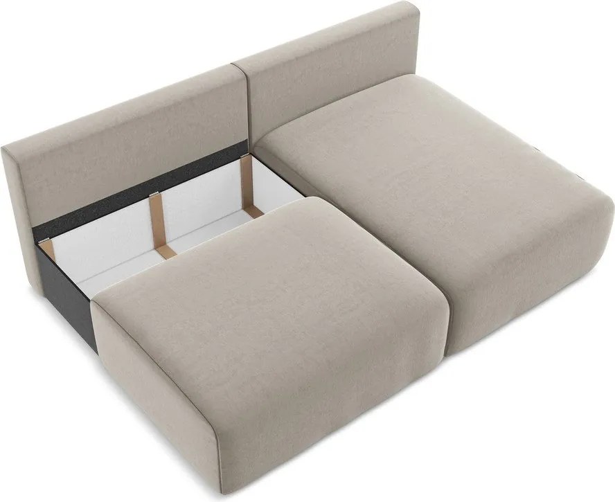 Colțar taupe extensibil/cu spațiu de depozitare cu tapițerie din catifea (cu colț pe partea dreaptă/cu șezlong) Kalena – Makamii