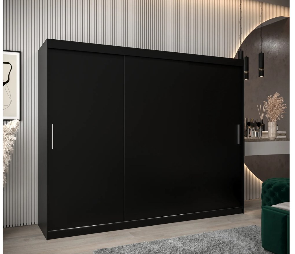 Dulap de haine 250 cm Toki (negru mat + alb mat). 1064863