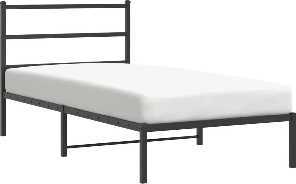 vidaXL Cadru de pat din metal cu tăblie, negru, 107x203 cm