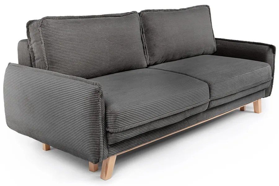 Canapea gri extensibilă cu tapițerie din catifea reiată 218 cm Tori – Bonami Selection