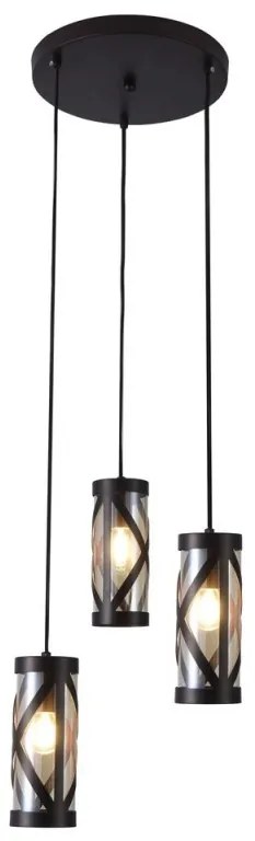 Lustra cu 3 pendule design industrial galben de chihlimbar 3L OBERON 5339 RX