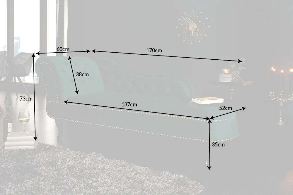 Pat de zi/ Canapea relax Chesterfield verde smarald