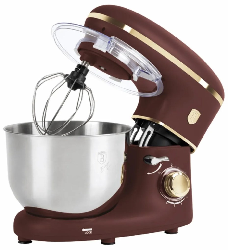Robot de Bucătărie Berlinger Haus BH 9509 Leonardo – 1300W, 6L, Bol Inox, 6 viteze, Bordeaux, Silențios
