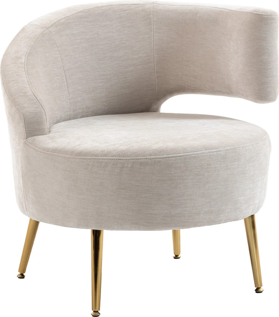 HOMCOM Scaun Modern pentru Living cu Spătar Arcuit și Arcuri Individuale, Tapițat cu Chenille, Spumă, Lemn și Oțel, 69x65x67 cm, Crem și Auriu | Aosom Romania