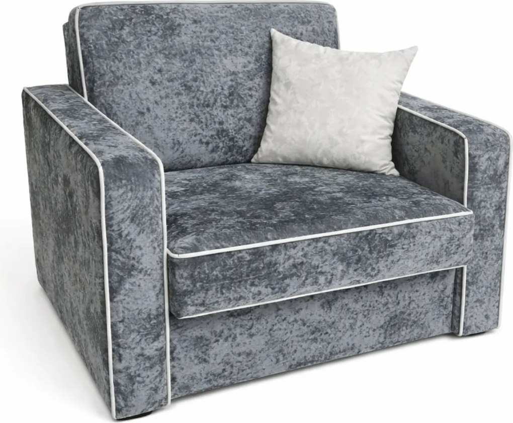 Fotoliu SAMY NEXT extensibil, cu lada de depozitare, stofa gri inchis cu gri deschis , cadru metalic, 103x100x92 Catifea plusata, Gri