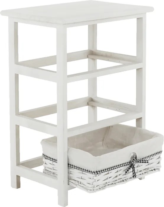 Comodă, 3 coşuri, alb antichizat, RUBY 3