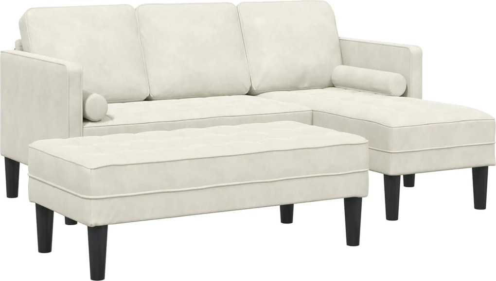 vidaXL Set de canapea cu pernă 2 pcs Crem Poliester