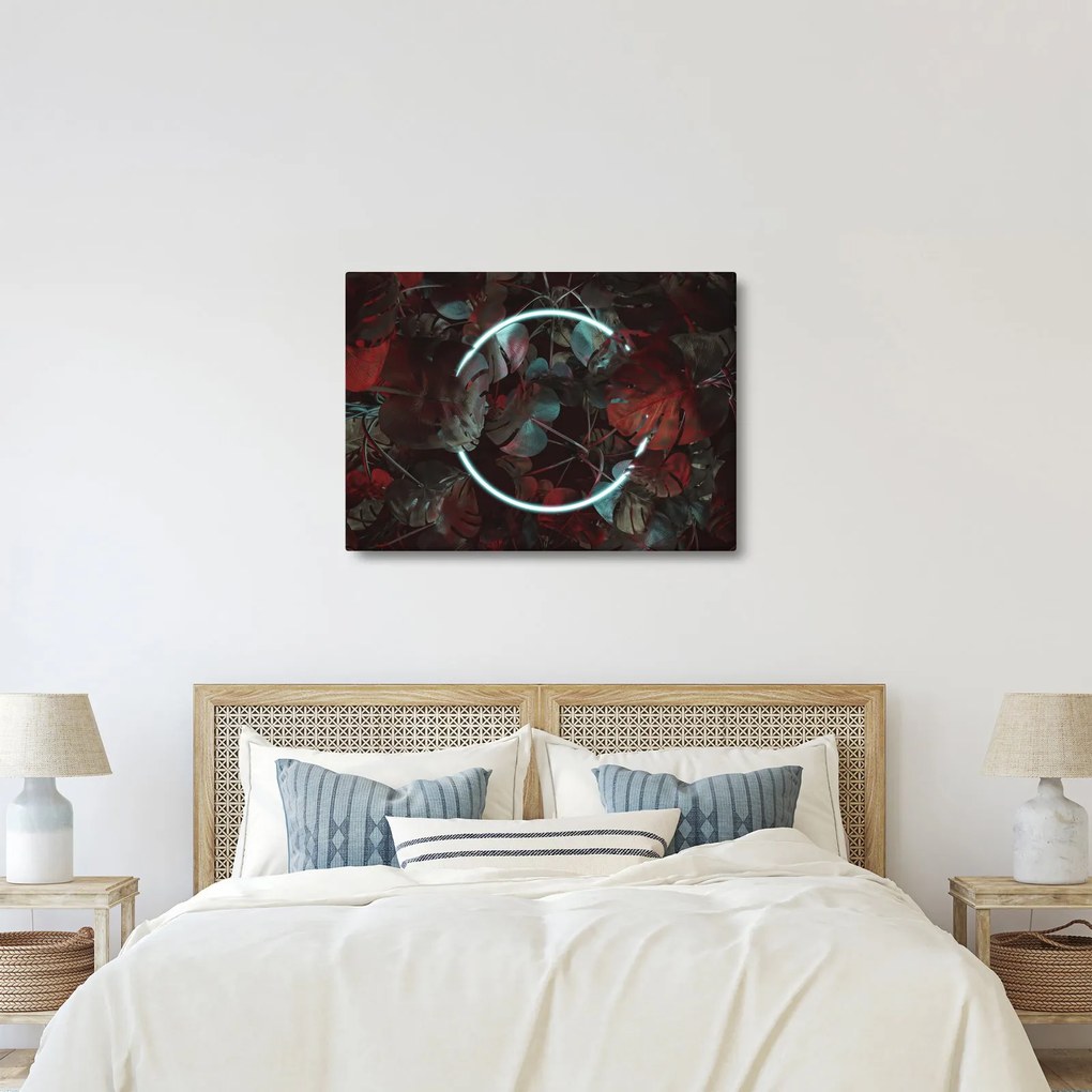 Tablou - Cerc de neon între palmieri (70x50 cm)