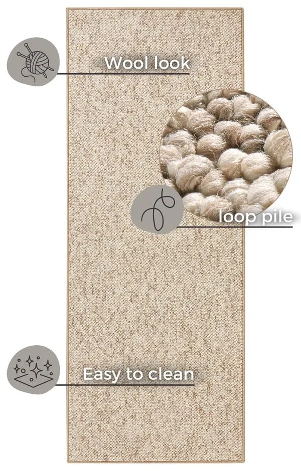 Covor tip traversă maro deschis 80x300 cm Wolly – BT Carpet
