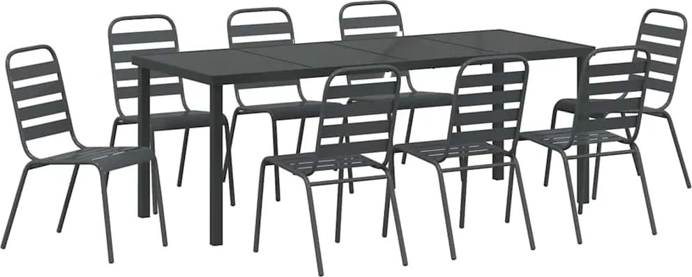 vidaXL Set de masă pentru grădină 9 pcs Antracit