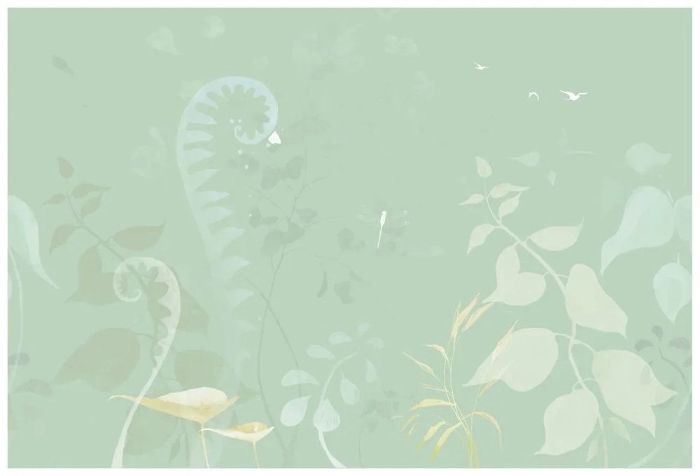 Tapet natura moartă plante abstracte în verde