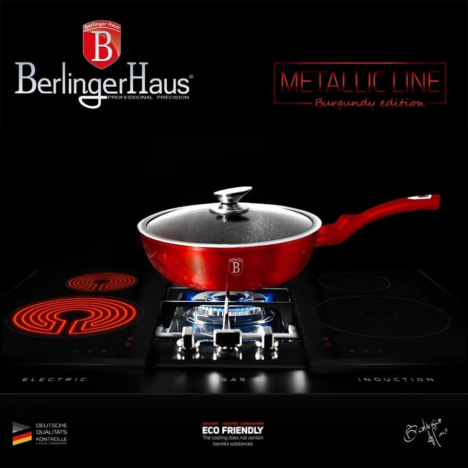 Tigaie cu capac adanca 24 cm Burgundy Metallic Line Berlinger Haus BH 1259N