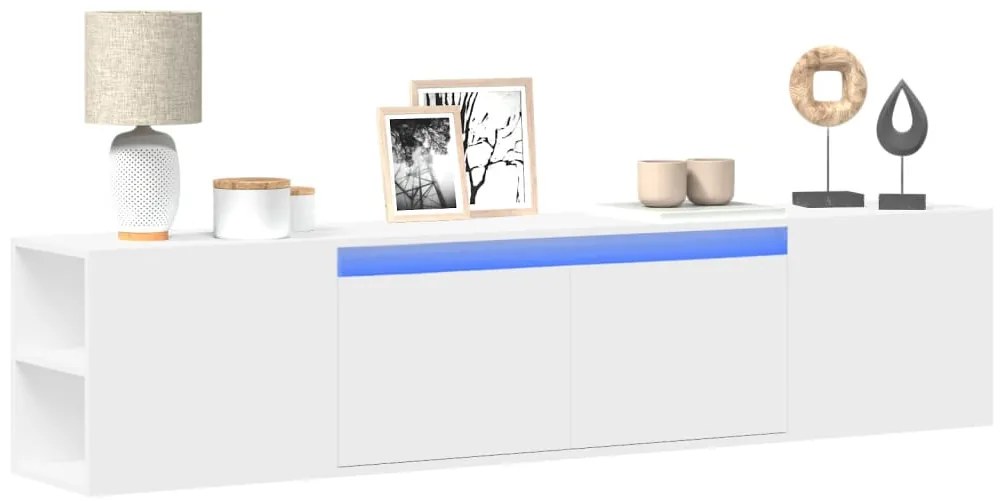vidaXL Dulap TV de perete cu lumini LED, alb, 180x31x39,5 cm