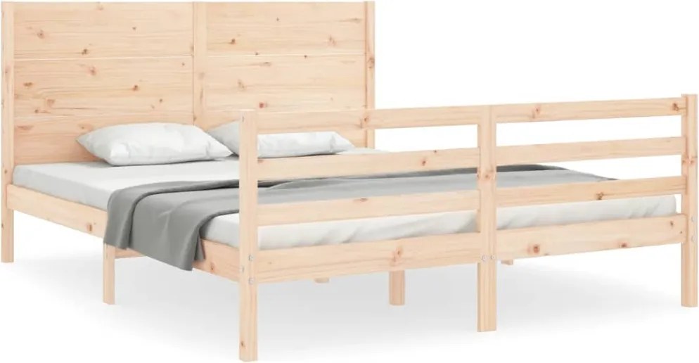 vidaXL Cadru de pat cu tăblie, 160x200 cm, lemn masiv