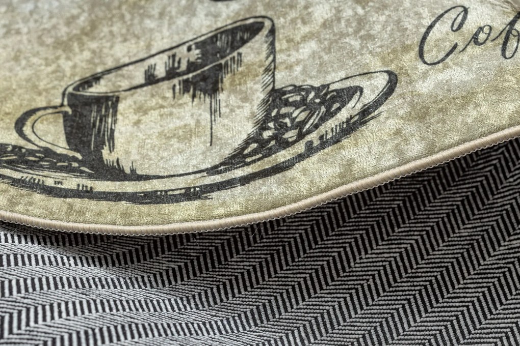 ANDRE 2835 covor lavabil Cafea bucatarie, anti-alunecare - verde / bej