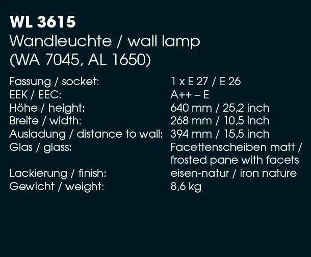 Aplica iluminat exterior din fier forjat, WL 3615