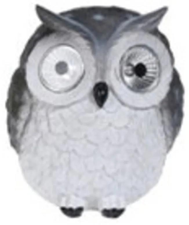 Lampa solara Owl, 14x14.5x15.5 cm, poliston, gri inchis