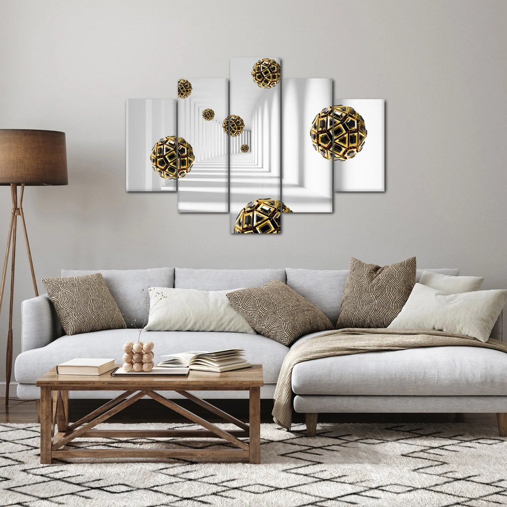 Tablou abstract cu mingi de fotbal (150x105 cm)