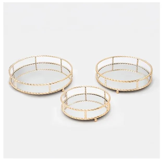 SET 2x tavă decorativă d. 27/33/37 cm auriu